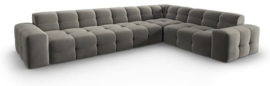Ъглов диван от сиво кадифе (десен ъгъл) Kendal - Micadoni Home