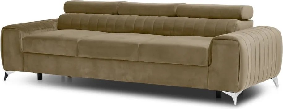 Светлокафяв кадифен разтегателен диван 261 cm Laurence – ELTAP