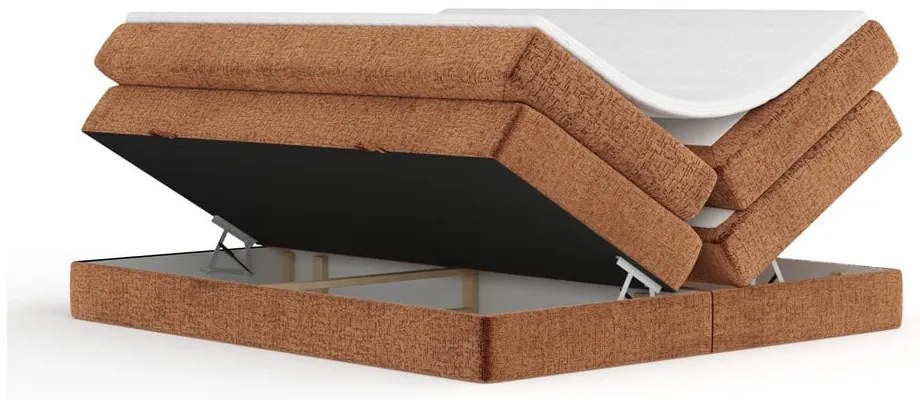 Оранжево боксспринг легло 160x200 cm с място за съхранение/без табла Juniper – Maison de Rêve