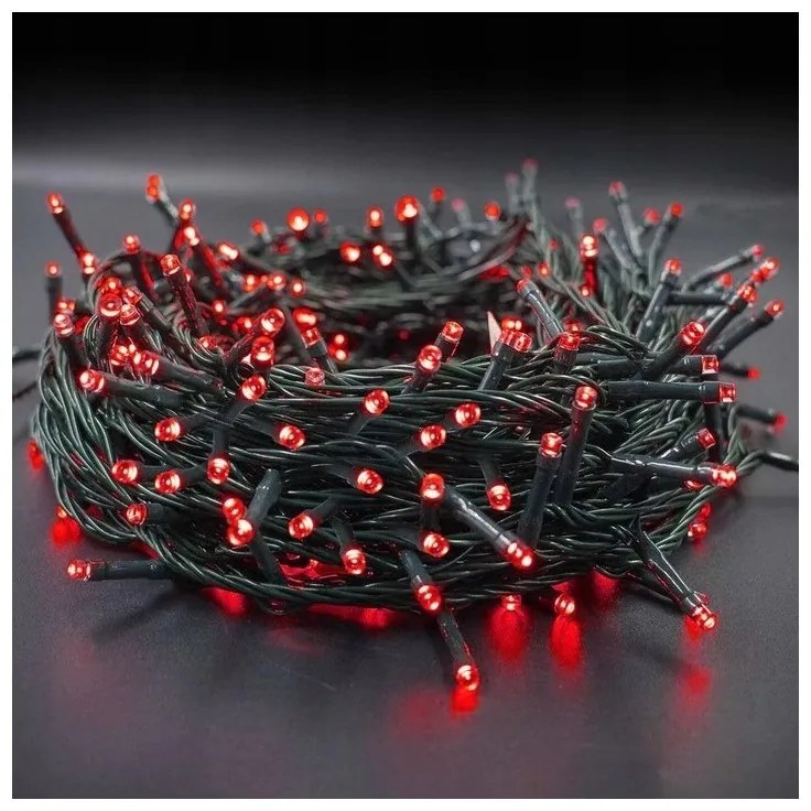 Коледни лампички за вътрешно, различни дължини - червени 100 LED/8 m