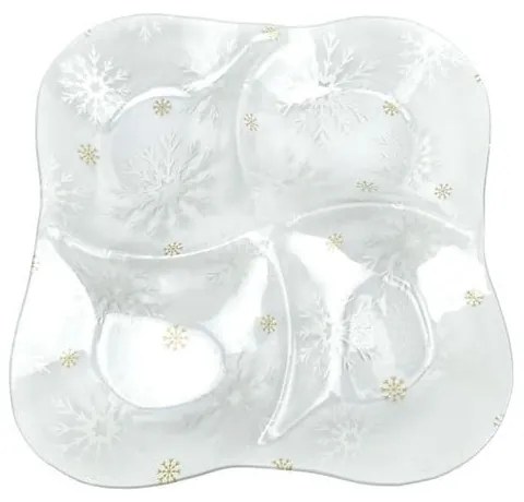 Стъклена чиния с коледен мотив за сервиране ø 28,5 cm Frosty Flakes – Dakls