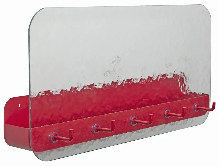 Червена метална стенна закачалка с рафт Shack - Hübsch