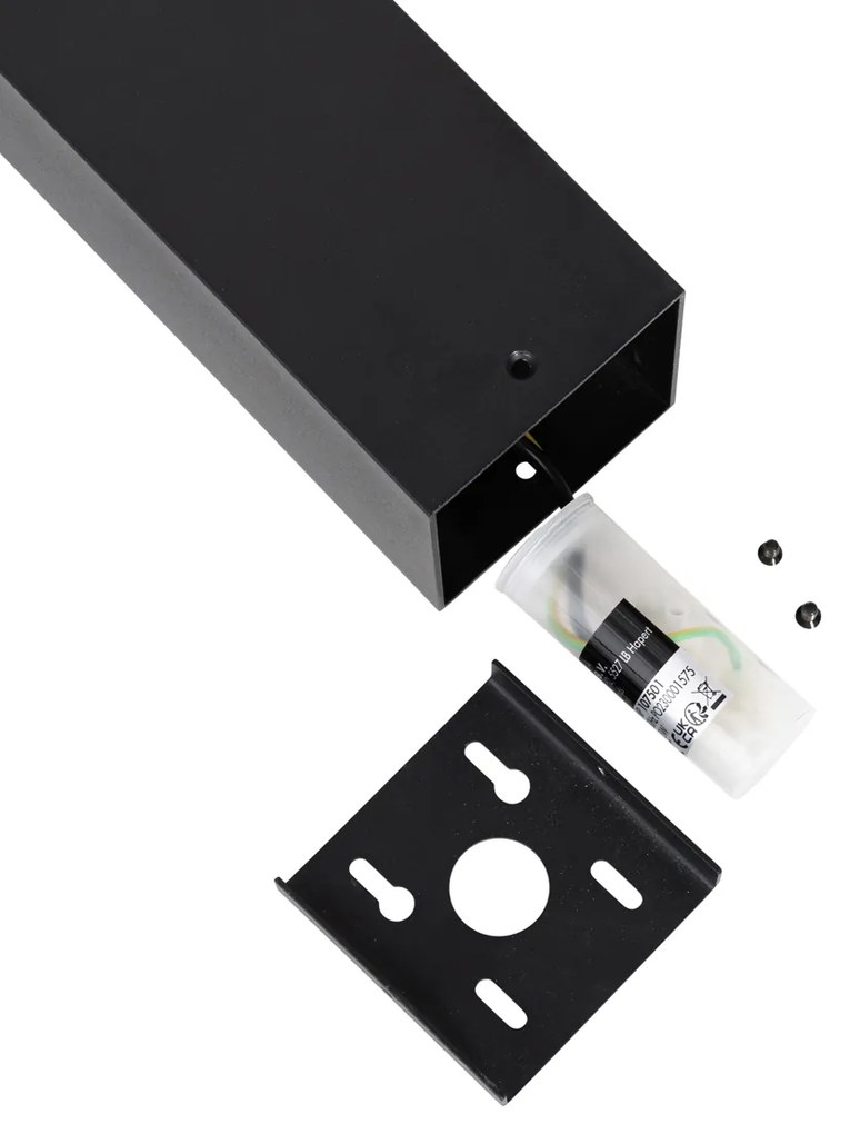 Стойка за външна лампа черна с димен абажур 30 см - Denmark