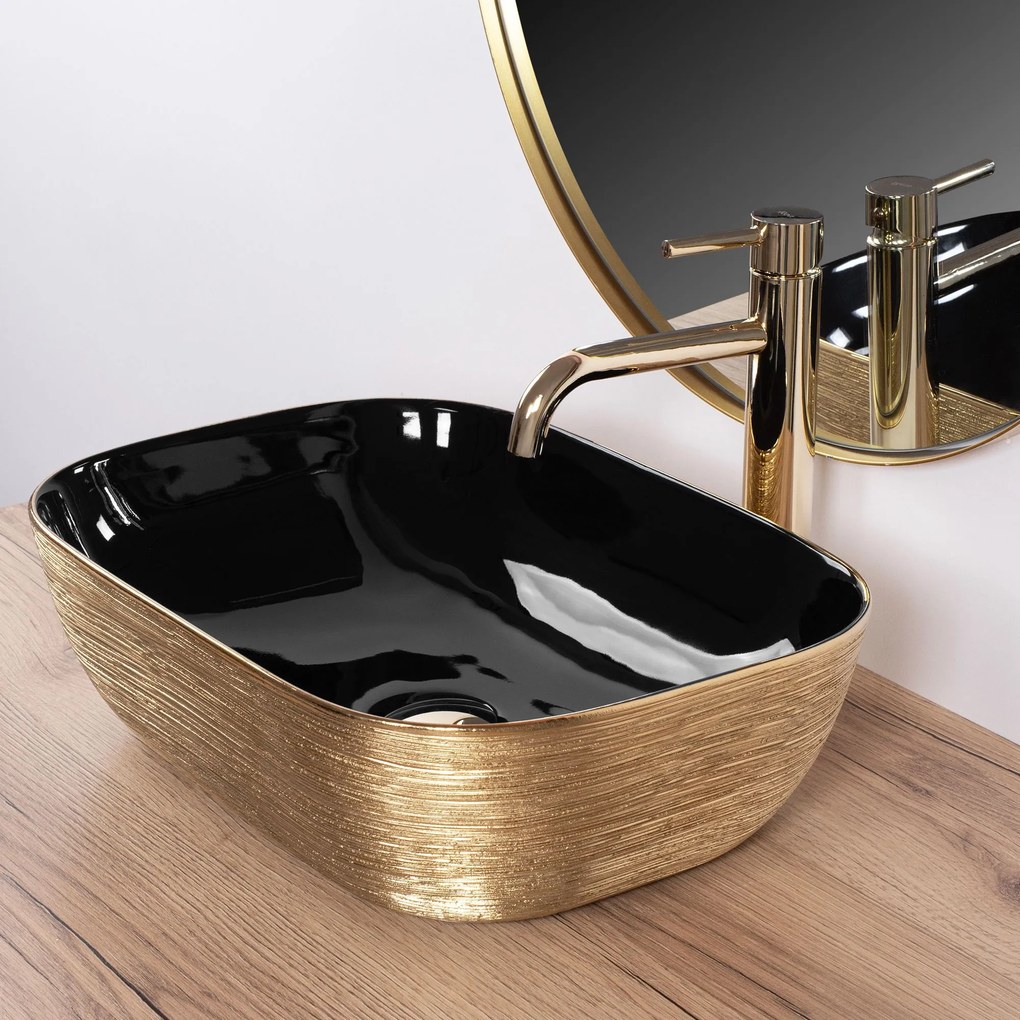 Умивалник за плот Rea Belinda BLACK BRUSH GOLD
