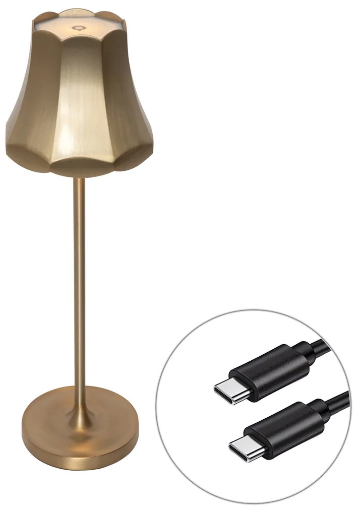 Ретро настолна лампа злато акумулаторна IP44 - Granny