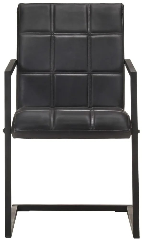 3065692 vidaXL Конзолни трапезни столове, 6 бр, черни, естествена кожа