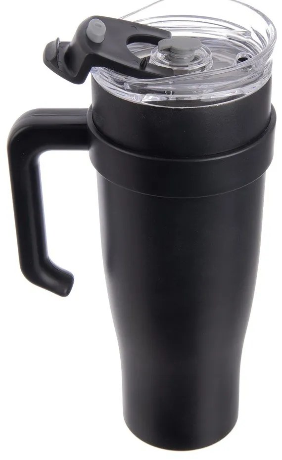 Черна термочаша със сламка 1,2 l Termo – Orion