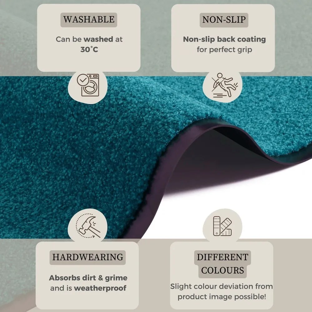 Тюркоазена изтривалка Wash &amp; Clean, 39 x 58 cm - Hanse Home