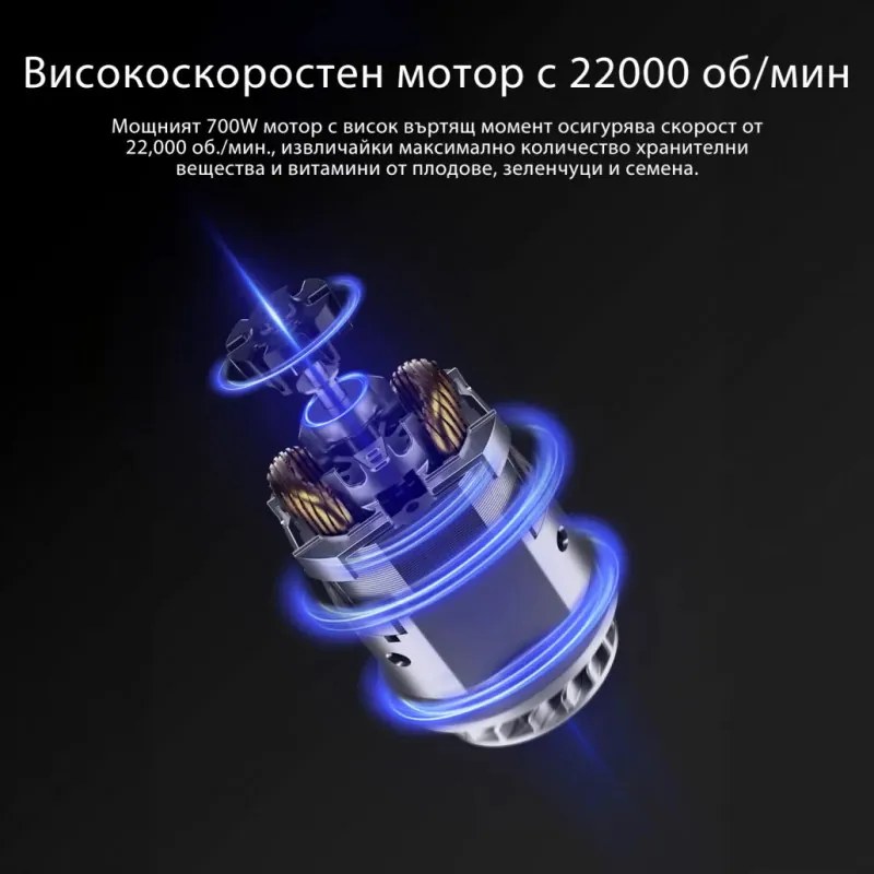 Блендер JIMMY B32, 700W, 0.9 л, 22000 об/мин, 2 скорости+Pulse, Стоманен четворен нож, Самопочистване, Сив