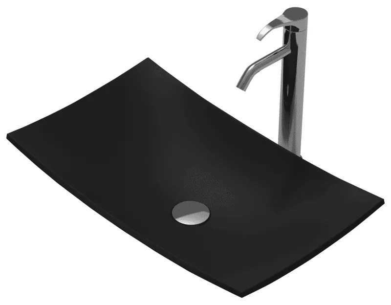 Мивка за баня ICB 685B, монтаж върху плот, твърда повърхност, черен мат, 64x38x13.5см