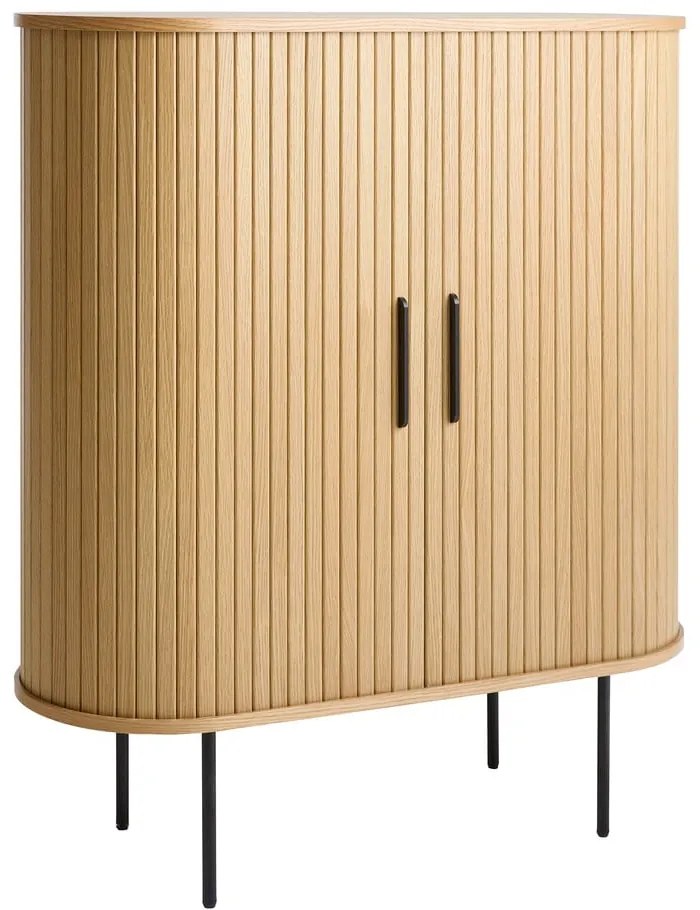 Шкаф за вино от дъбов декор с плъзгащи се врати в естествен цвят 100x118x40 cm Nola – Unique Furniture