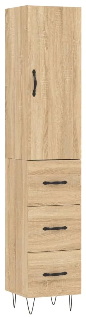3198884 vidaXL Висок шкаф, сонома дъб, 34,5x34x180 см, инженерно дърво