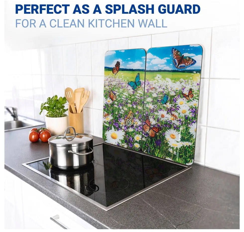 Капаци за печка 2 бр. от закалено стъкло 52x30 cm Summer Meadow – Maximex