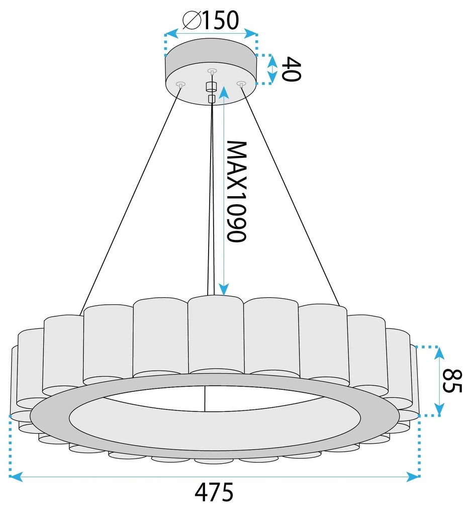 Лампа APP1801-CP 50 cm Brush Gold