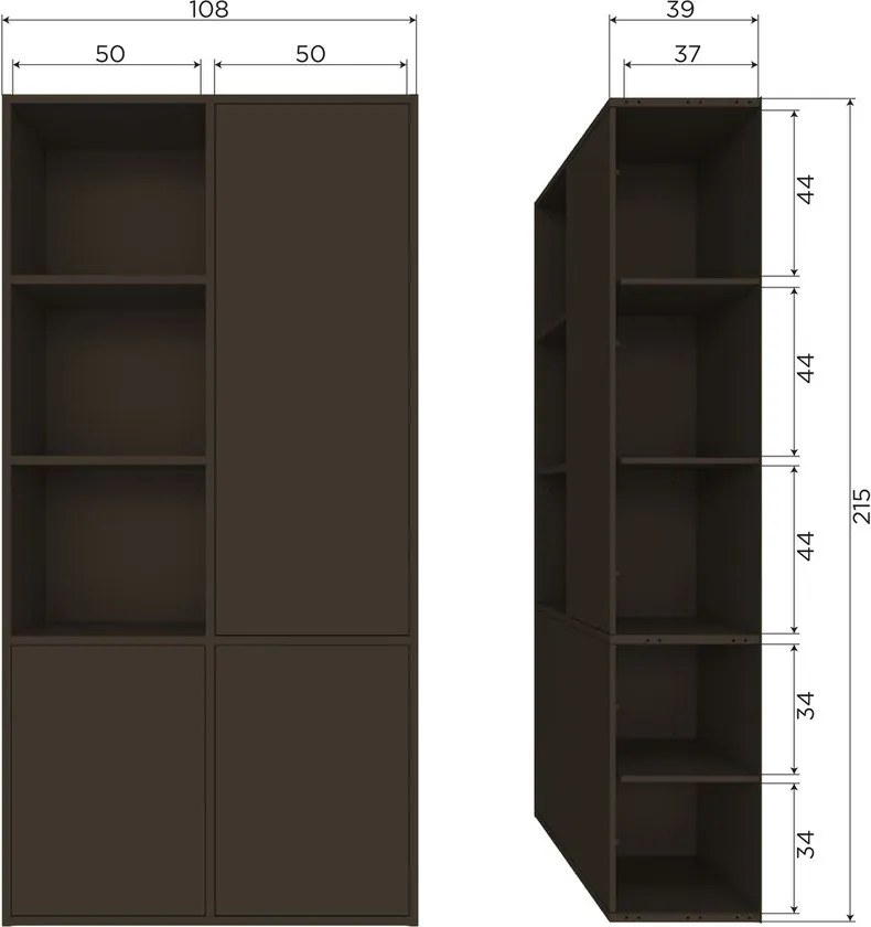 Тъмнокафяв модулен шкаф от масивен бор 108x215 cm Meggy – WOOOD