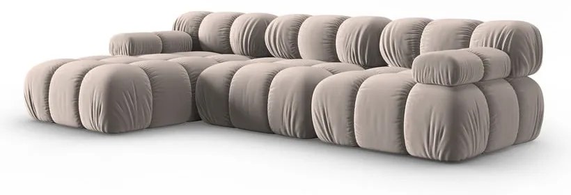 Светлокафяв кадифен модулен ъглов диван (ляв ъгъл) Bellis – Micadoni