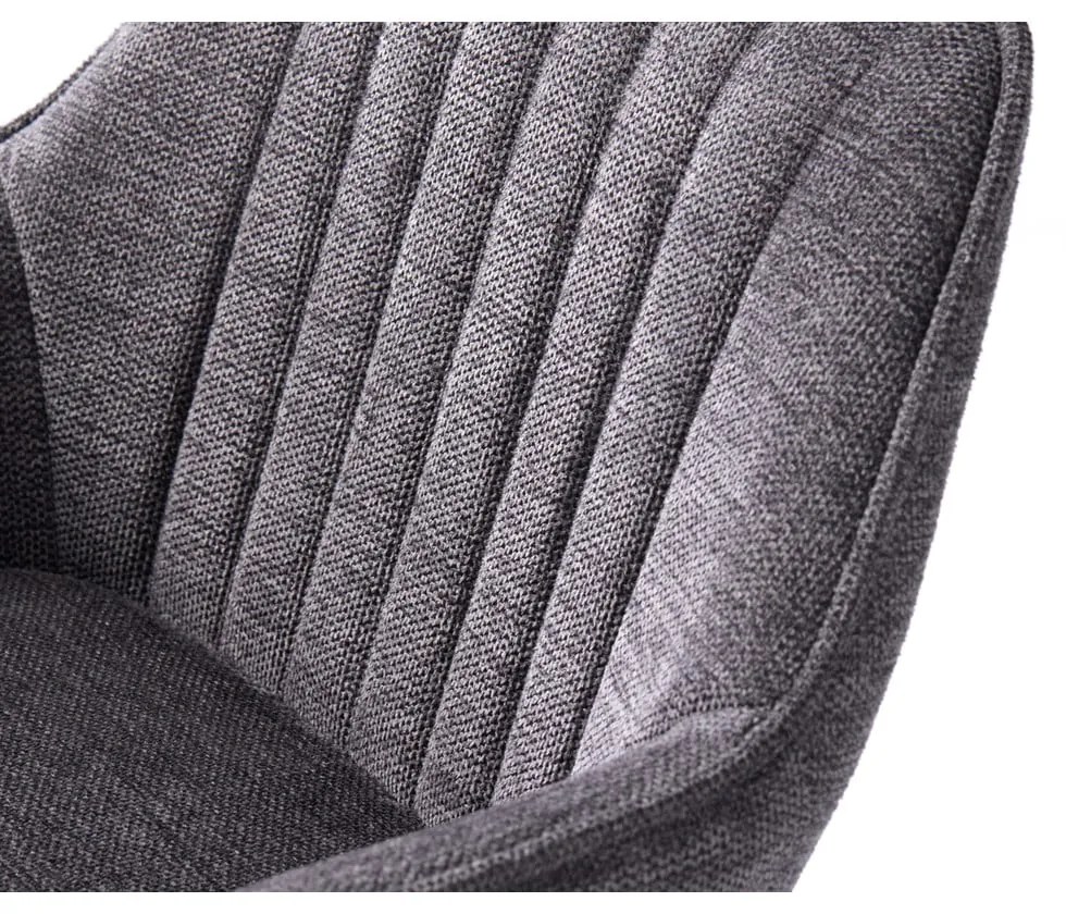 Тъмносив тапициран бар стол с регулируема височина/с подлакътници (височина на седалката 65 cm) Nolan – Unique Furniture