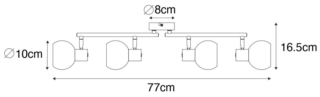 Арт Деко прожектор златен с розово стъкло 4-светлина - Vidro