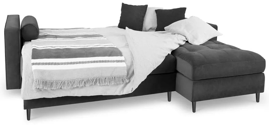 Тъмно сиво кадифено ъглово канапе, десен ъгъл Santo - Milo Casa