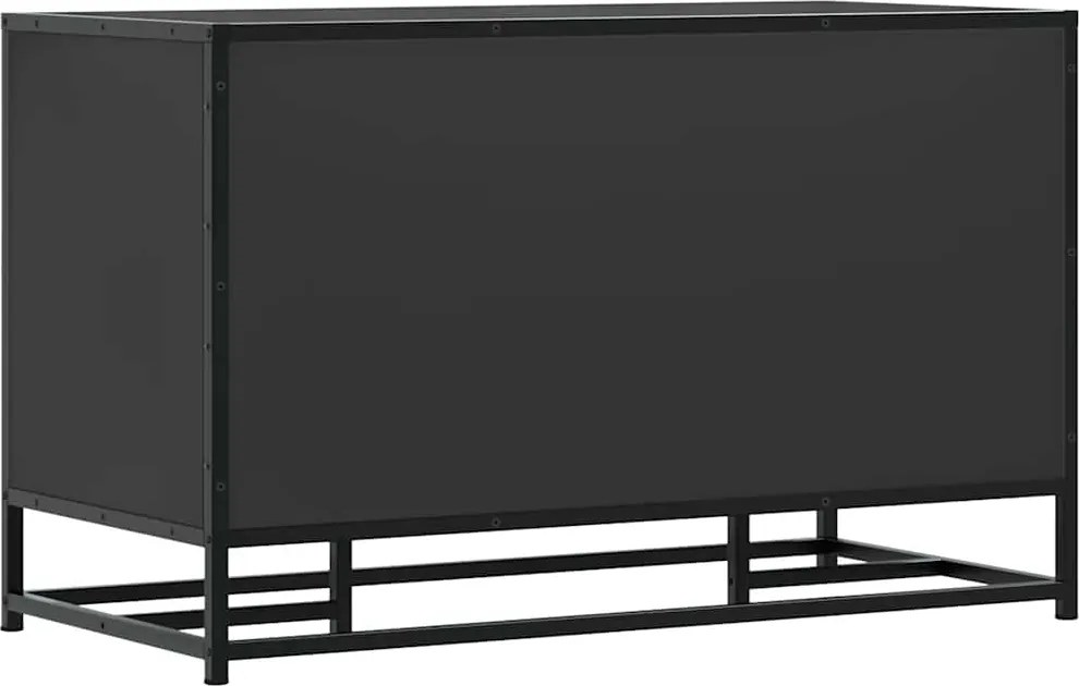 Лавица за обувки черна 84x40x53,5cm Изработена от дърво и метал