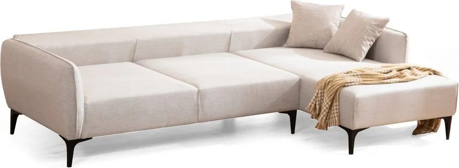 Бял ъглов диван , десен ъгъл Belissimo – Balcab Home