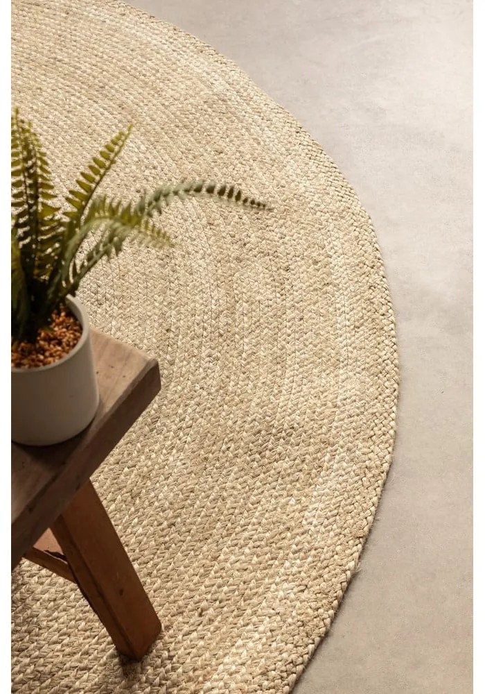 Двустранен ютен кръгъл килим в естествен цвят ø 100 cm Braided Ivory – Hanse Home