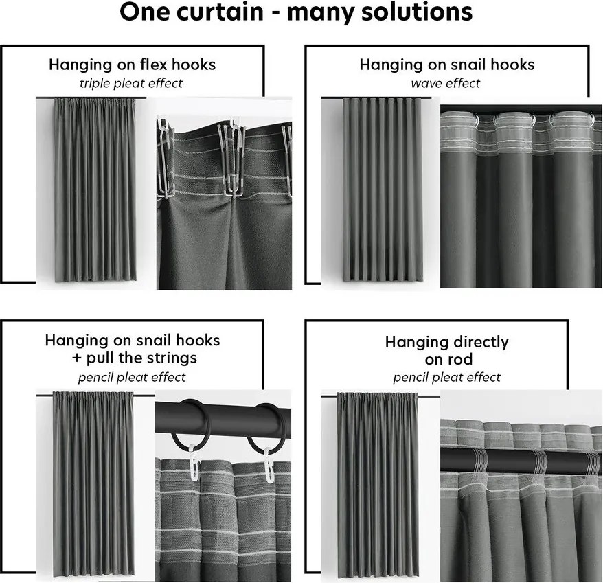 Тъмносива затъмняваща завеса 265x250 cm Velto – Filumi
