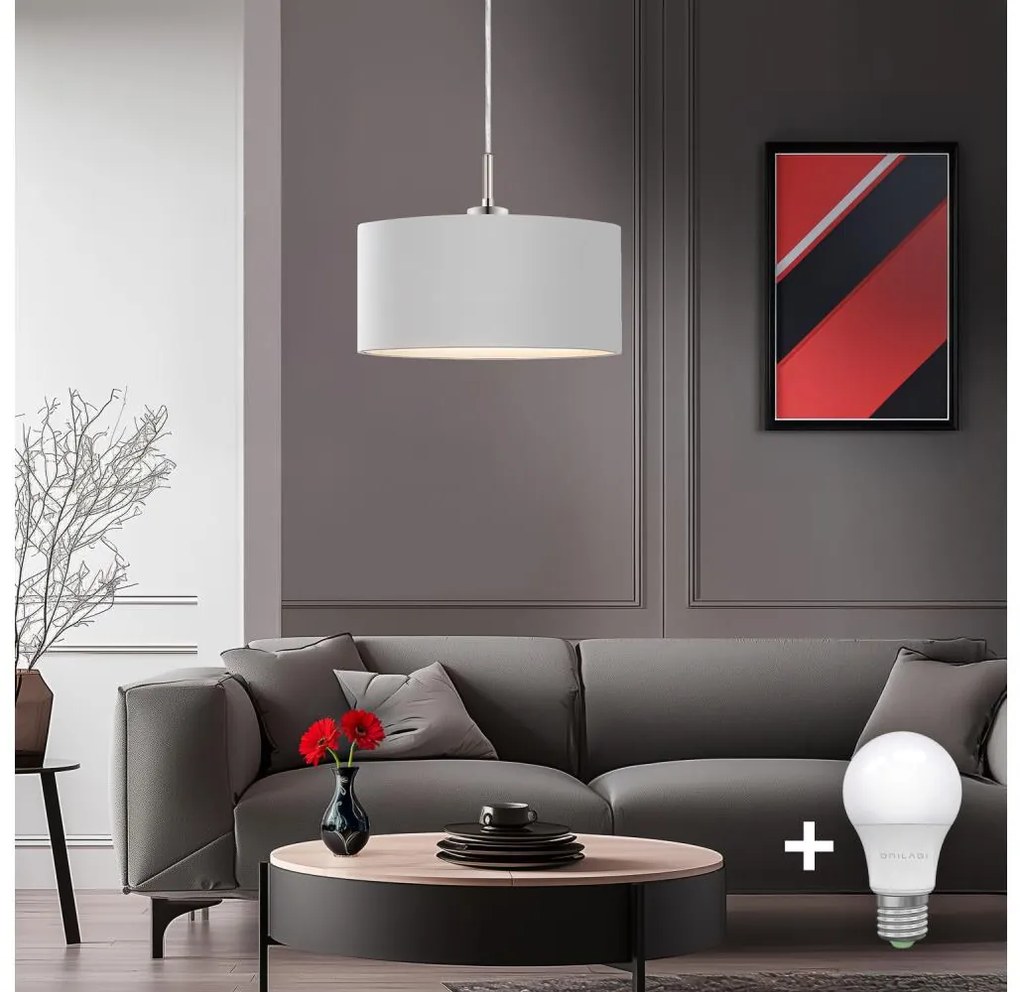 Eglo - LED Пендел TUNJA 1xE27/60W/230V бял