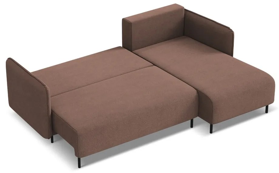 Розов разтегателен ъглов диван с място за съхранение (десен ъгъл) Luana – Makamii