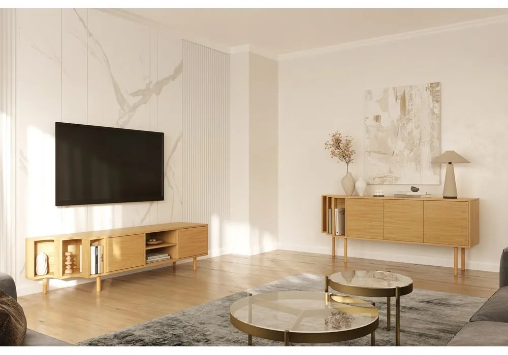 Скрин от декор от дъб в естествен цвят 189x65x44 cm Shift – Woodman