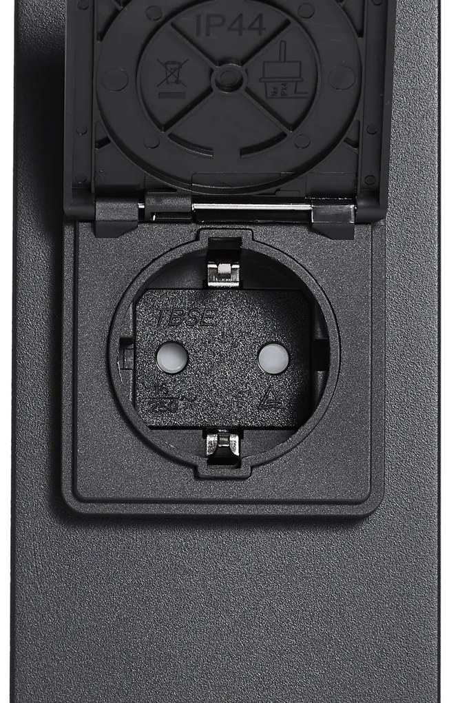 Модерна външна стълбова лампа черна с димно стъкло 50 см със сензор за здрач IP44 - Дания