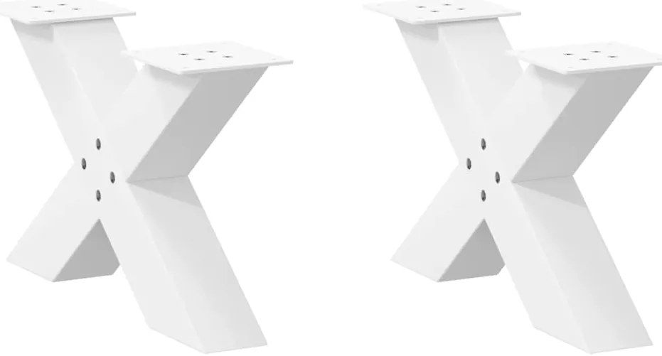4012937 vidaXL Крака за масичка за кафе, X-образни, 2 бр., бели, 50 x (30-31) см, стомана