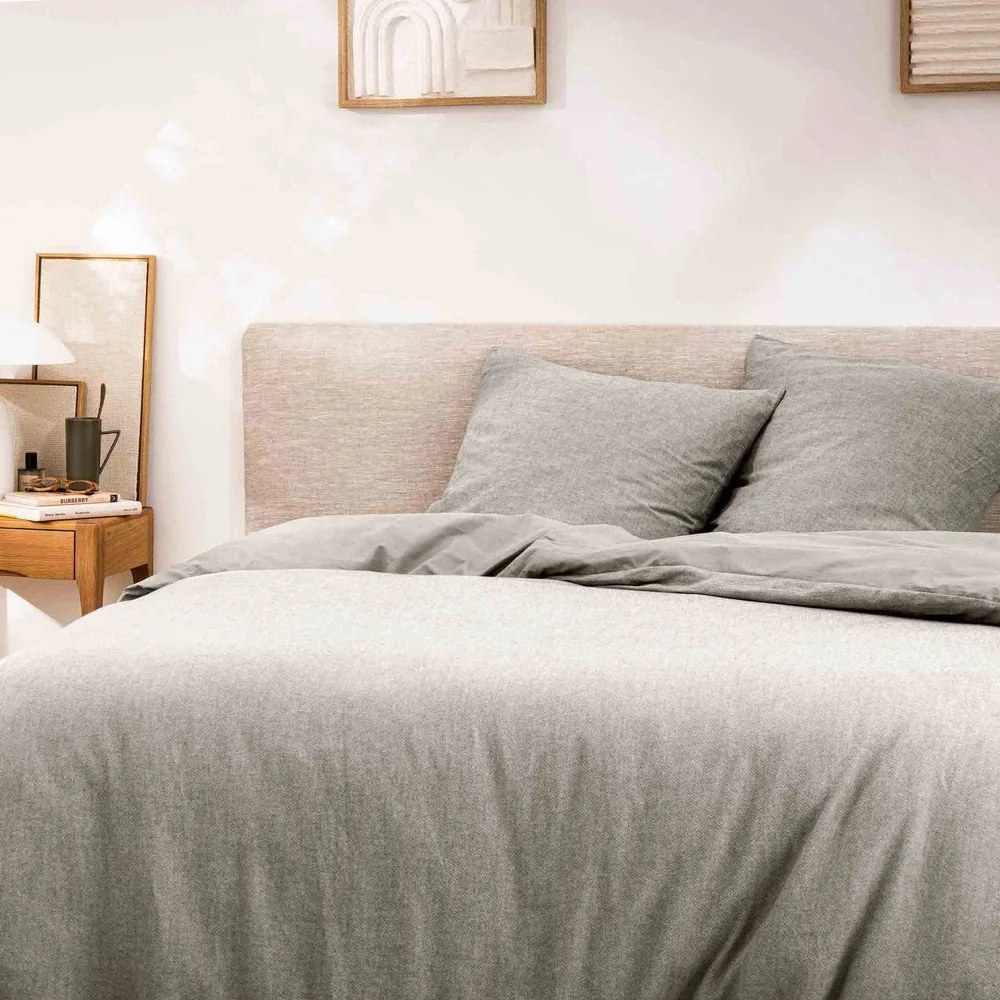 Сиво двойно /удължено 3 части памучно спално бельо 240x220 cm Meline – douceur d'intérieur