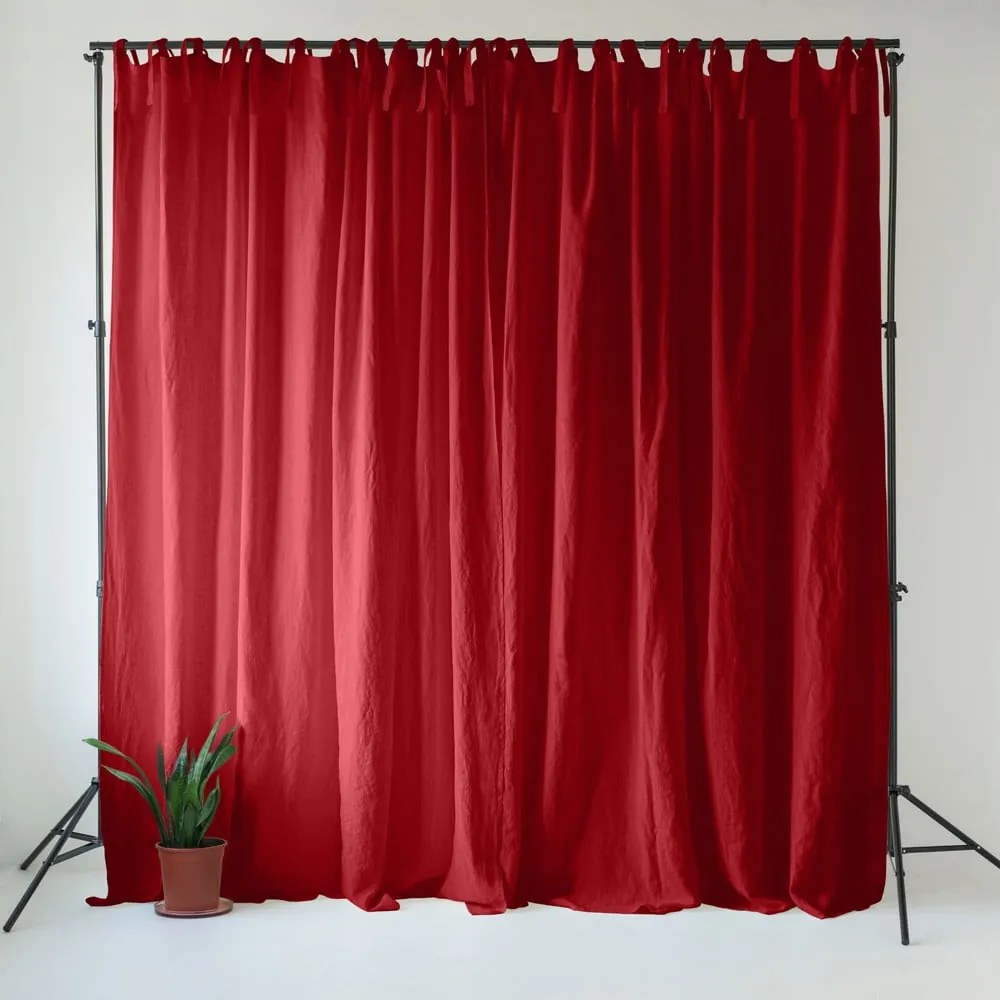 Червено ленено перде 140x300 cm Lava Falls – Linen Tales