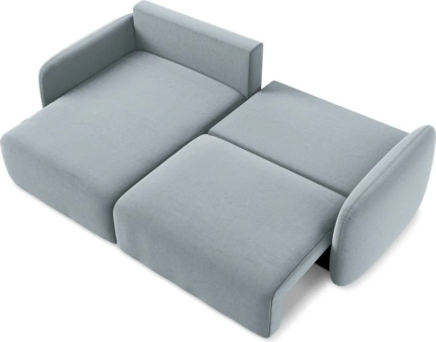 Син кадифен сгъваем/с място за съхранение ъглов диван (ляв ъгъл) Kalena – Makamii