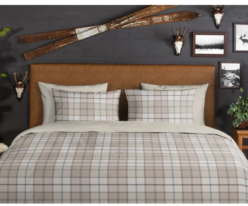 Светлокафяво единично фланелено спално бельо 140x200 cm Bernardus – Good Morning