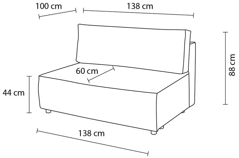 Модул за диван от велур в тухлен цвят, централна част Nihad modular - Bobochic Paris