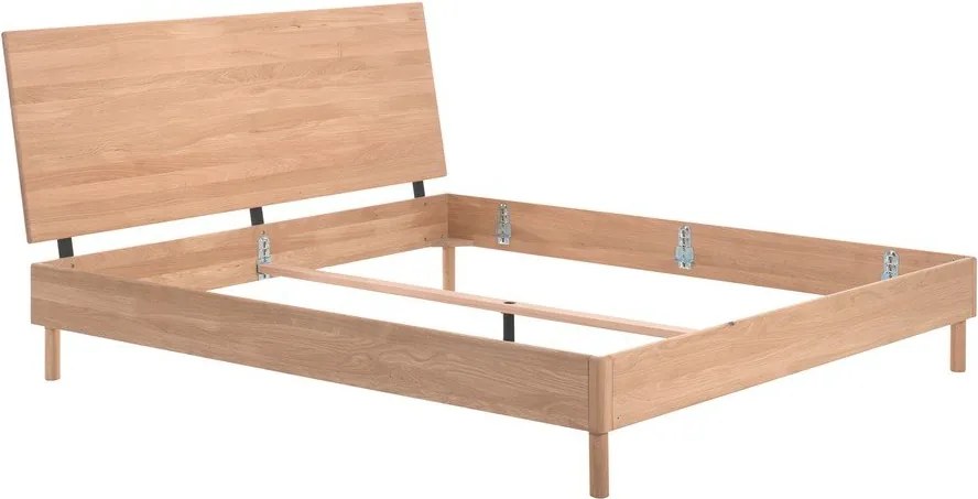 Двойно легло от масивен дъб без ламелно дъно в естествен цвят 180x200 cm Forrest – Vipack