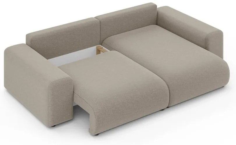 Бежов разтегателен ъглов диван с място за съхранение (променлив) Luma – Ropez