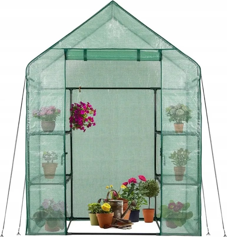 Градинска оранжерия с фолио и рафтове 73 x 140 m x 200 cm