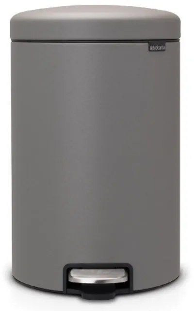 Кош за боклук с педал Brabantia NewIcon 1001091, 20 л, Плавно затваряне, Противоплъзгаща основа, Минерално покритие, Сив