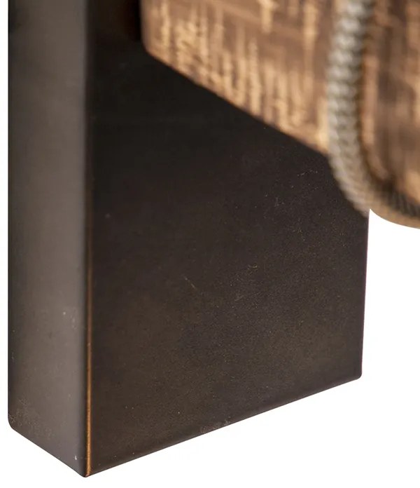 Интелигентна индустриална стенна лампа черна с дърво с WiFi G95 - Gallow