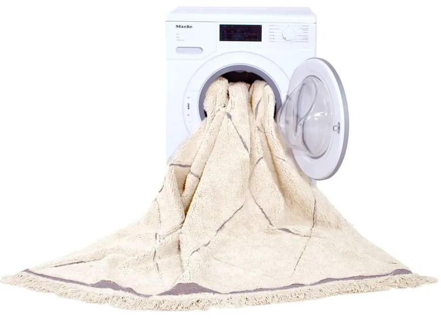 Кремав ръчно изработен памучен килим подходящ за пране 140x200 cm Bereber – Lorena Canals