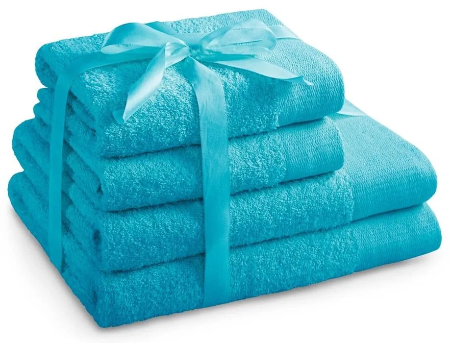 Тюркоазени памучни хавлии и кърпи за баня в комплект 4 бр. от тери Amari – Restilo