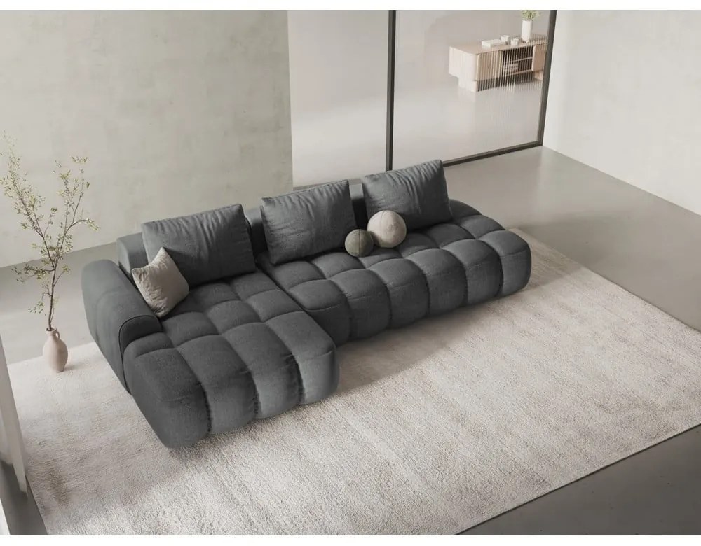 Сив сгъваем/с място за съхранение ъглов диван (ляв ъгъл) Linz – Cosmopolitan Design