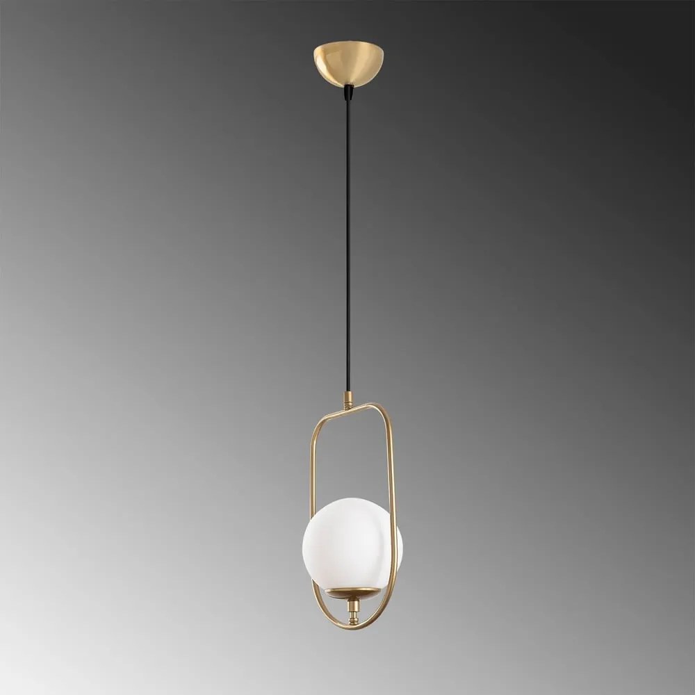 Висящо осветително тяло в златисто със стъклен абажур Skew – Opviq lights