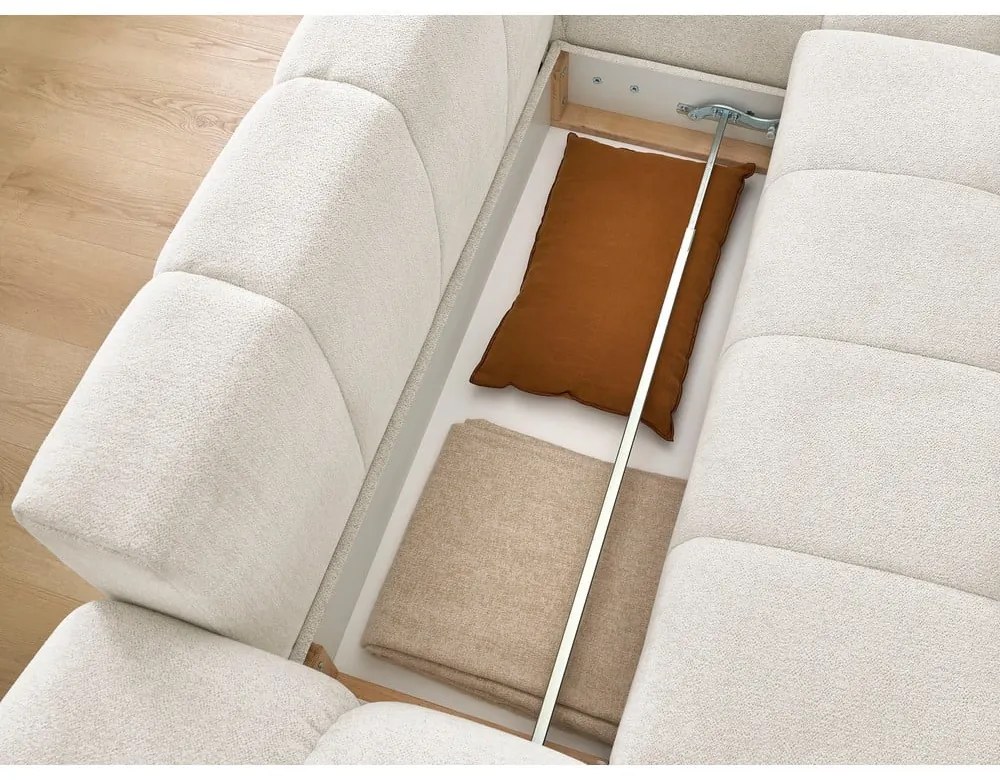 Бял шенилов сгъваем/с място за съхранение ъглов диван (десен ъгъл) Everest – Bobochic Paris