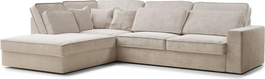 Кремав шенилов ъглов диван (ляв ъгъл/L форма) Kirou – Maison de Rêve