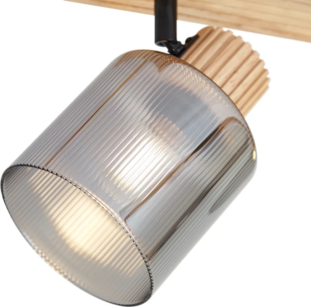 Smart spot hout met smoke glas 3-lichts draai- en kantelbaar incl. Wifi G45- Gracy