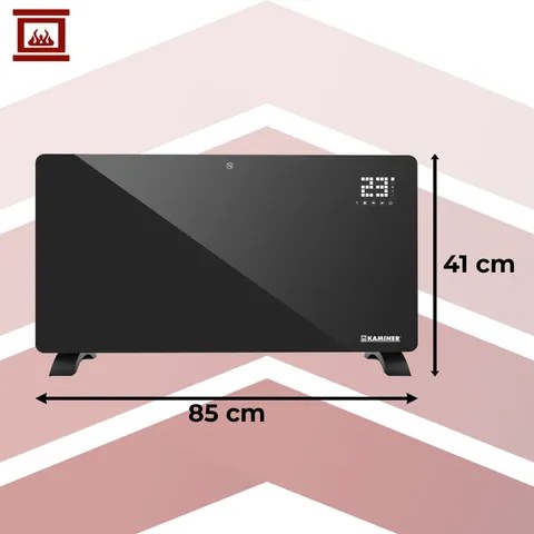 Стъклен електрически конвектор Kaminer Zelva 2500W — С WiFi управление, термостат и дистанционно